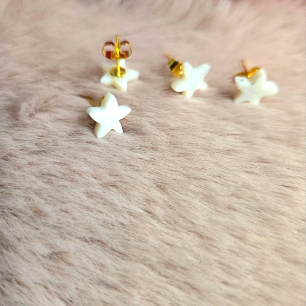 Mother of pearl Star Shaped White Earrings for Kids